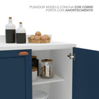 Balcão para Cozinha 2 Portas 80cm sem Tampo Pérola Yescasa Branco/Azul