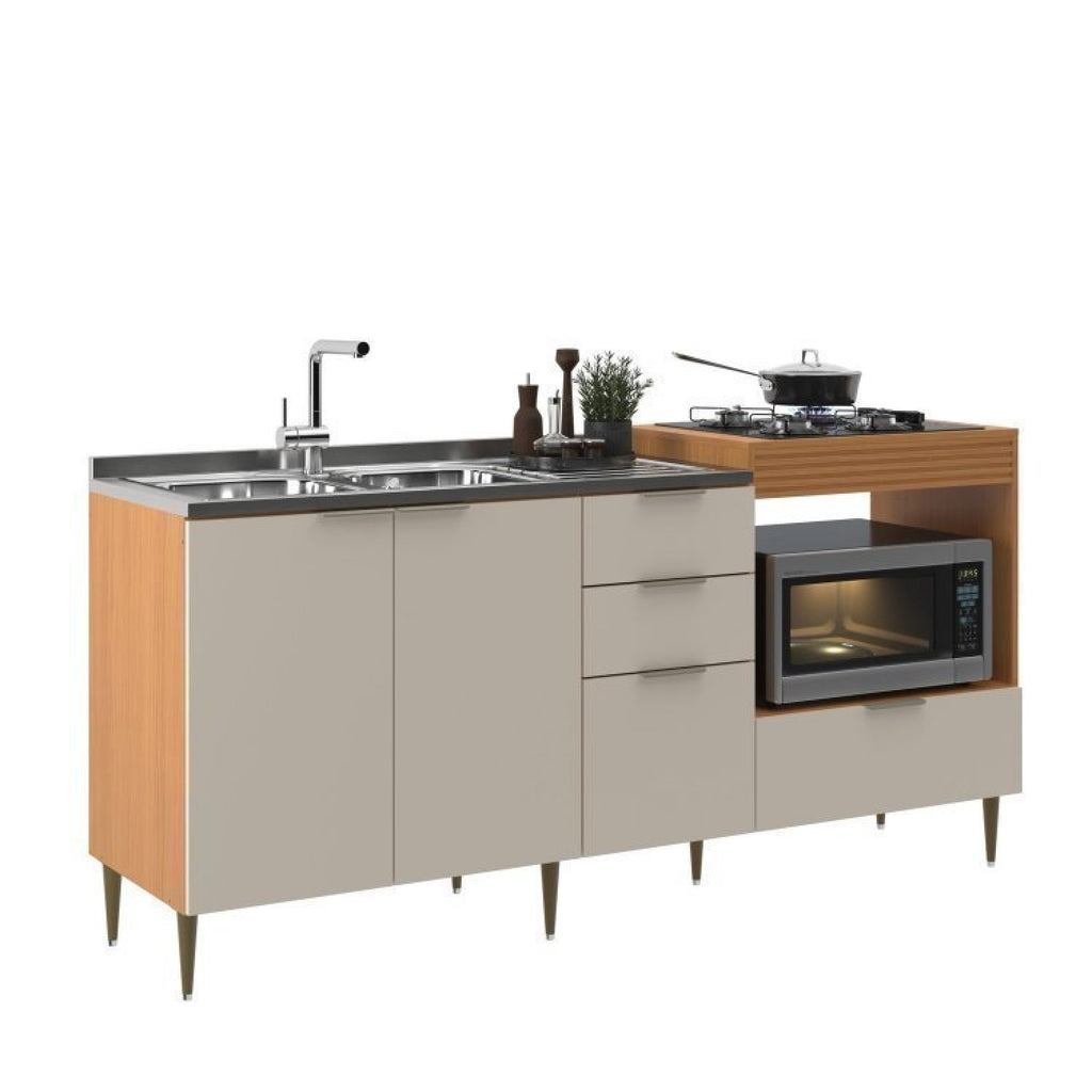 Cozinha Completa Modulada Alice Yescasa 6 Portas 2 Gavetas Laranja/Angelin Premium/Off White