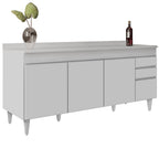 Balcão Gabinete Cozinha 180cm com Tampo Dallas Branco Lumil Móveis