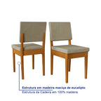 Conjunto Sala de Jantar Filadélfia 6 Cadeiras Tampo de Vidro Madeira Maciça Cerejeira/Palha Móveis Meneghetti 971508