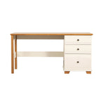 Escrivaninha Mesa Escritório Pinus Ananda 3 Gavetas 150cm CabeCasa MadeiraOriginals Off-White e Mel Marrom