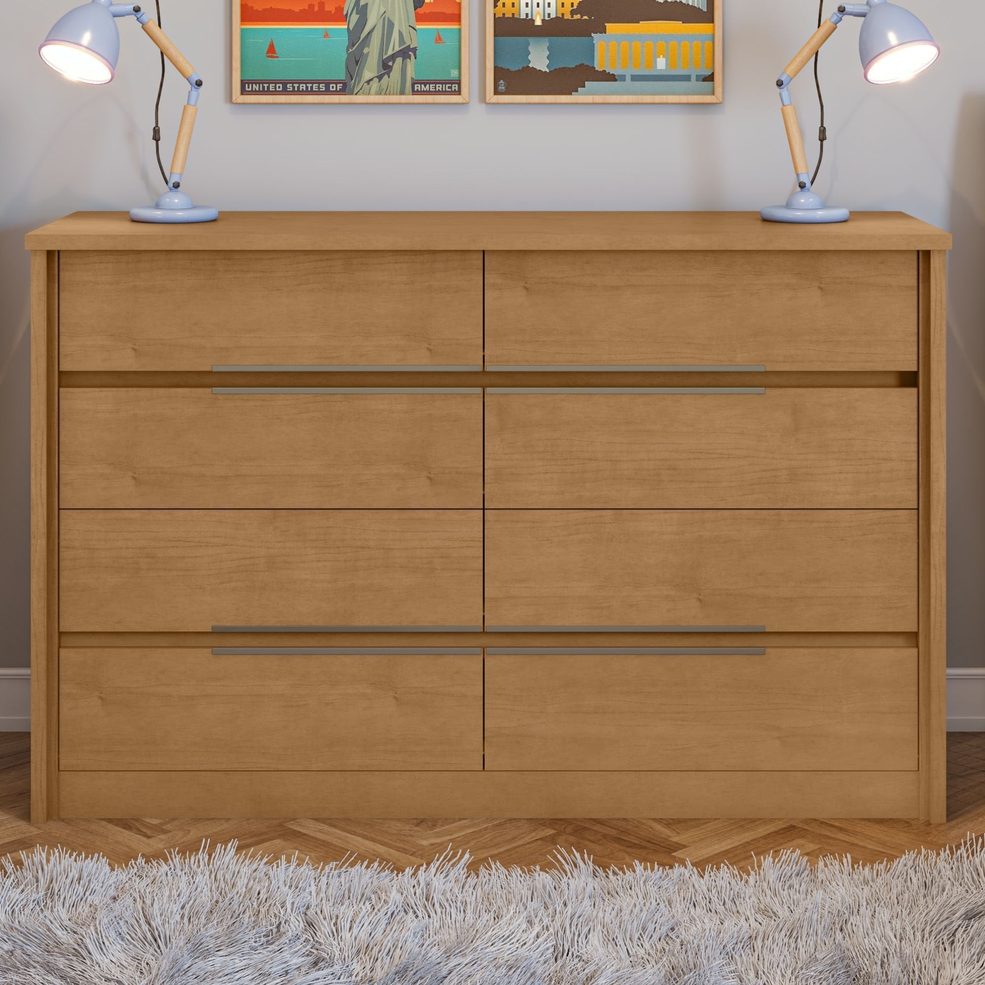 Cômoda para Quarto 8 Gavetas MDF Urban 151cm Espresso Móveis Marrom Amêndoa Clean
