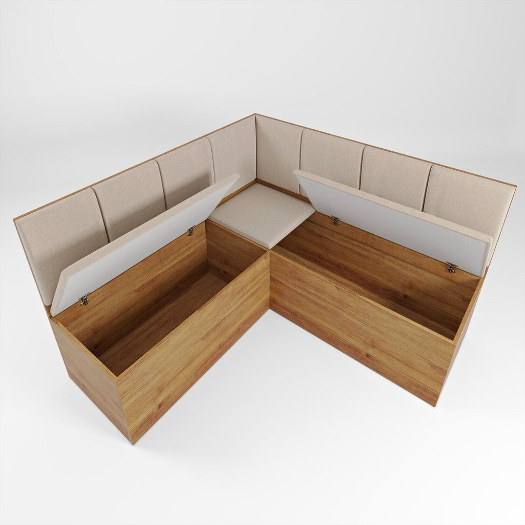 Conjunto Canto Alemão com Baú Mesa 120x77,8cm Tampo Vidro e 2 Cadeiras Milão Viero