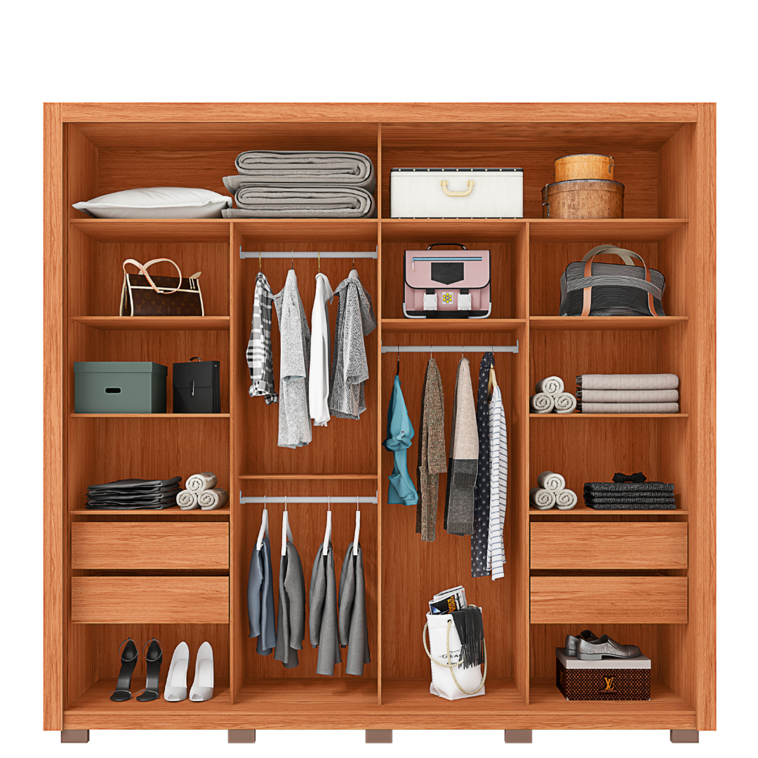 Guarda-Roupa Casal 2 Portas de Correr Ripado com Espelho Suburban Espresso Móveis MDP/MDF Freijó/Off White