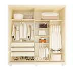 Guarda-Roupa Casal 2 Portas Reflecta com Pés e LED 100% MDF Platinum Gelius Móveis Bege/Off White