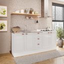 Cozinha Pérola Compacta com Rodapé 2 Peças Balcão 2 Gavetas 3 Portas Yescasa Branco