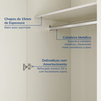 Guarda-Roupa Casal 4 Portas 2 Gavetas Ananda CabeCasa Bege/Offwhite