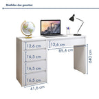 Escrivaninha 100% MDF Berlim 5 Gavetas 136cm Yescasa