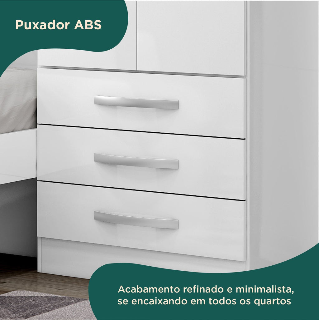 Guarda-Roupa Infantil com Cama 4 Portas 3 Gavetas Lisboa Espresso Móveis Branco/Pink