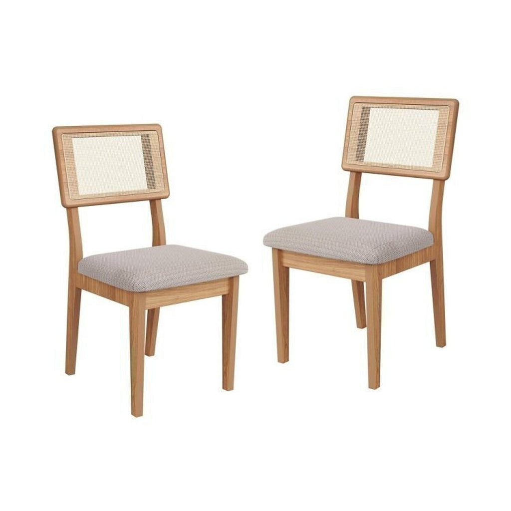 Conjunto Sala de Jantar Mesa Oval Tampo MDF com 6 Cadeiras Estofadas Bolonha Dalla Costa Off White/Freijó