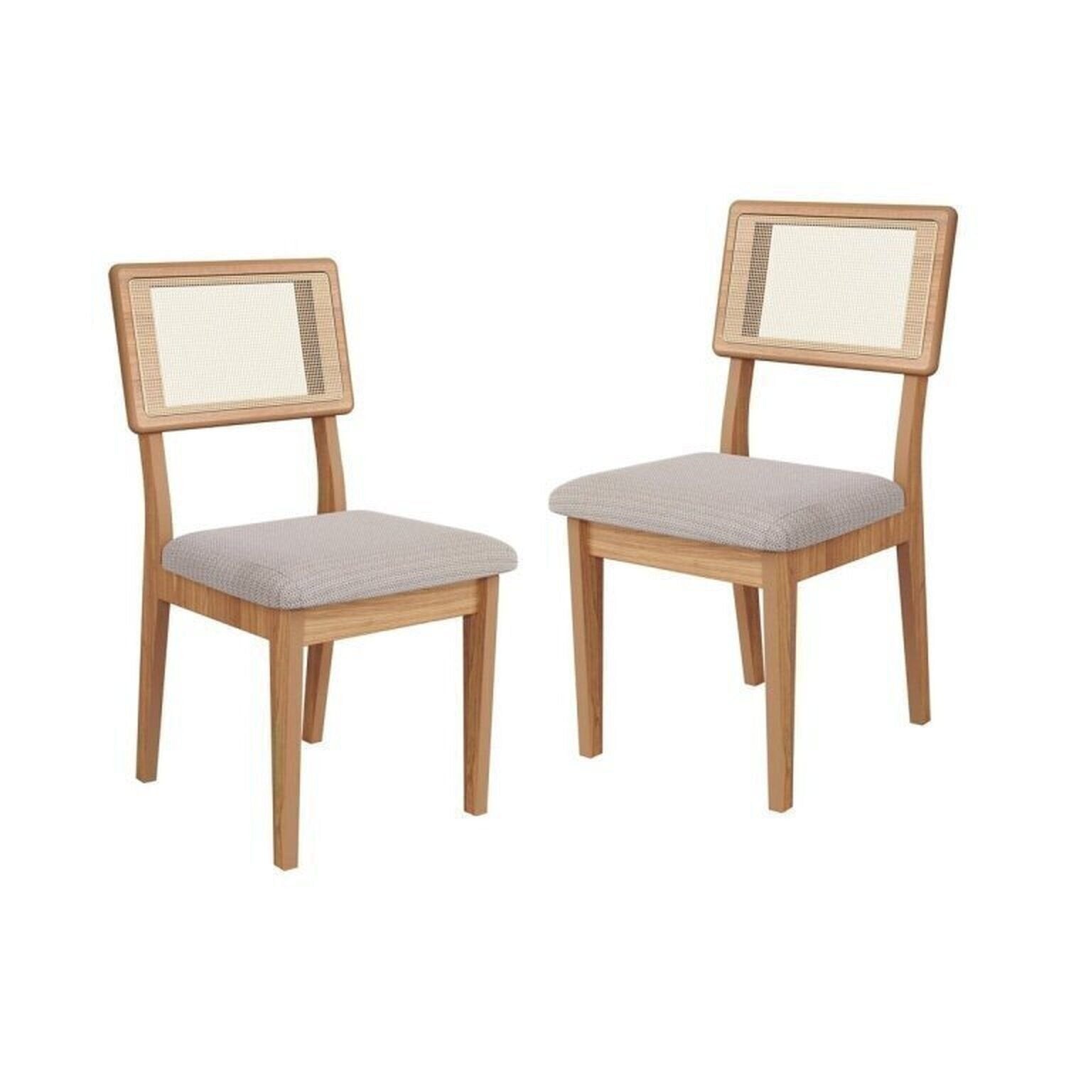 Conjunto Sala de Jantar Mesa Oval Tampo MDF com 6 Cadeiras Estofadas Bolonha Dalla Costa Off White/Freijó