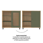 Conjunto Sala de Estar Completa 4 Peças Rack para TV Até 75 Polegadas Mesa Centro Lateral Aparador Carvalho Menta Espresso Móveis