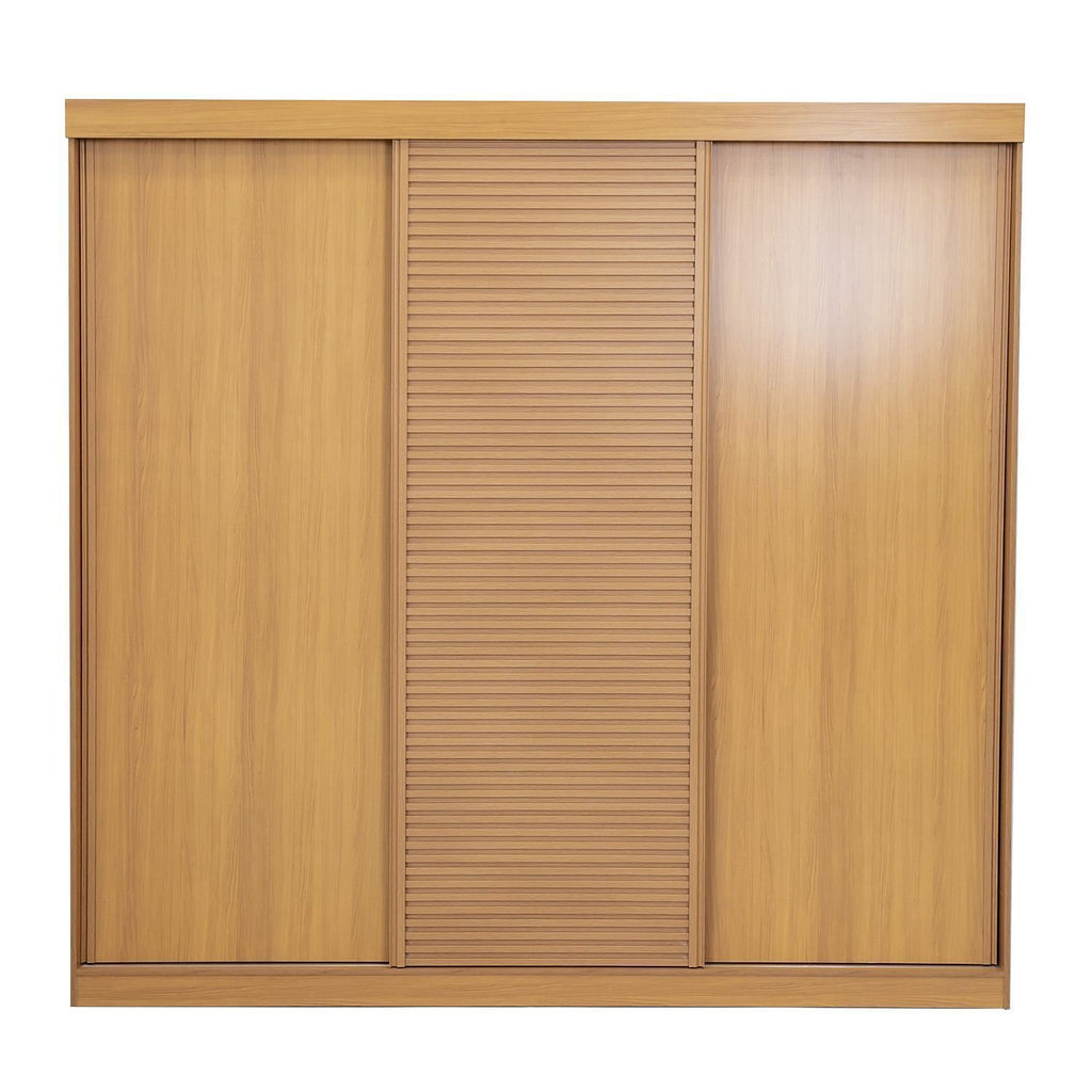 Guarda-Roupa Casal 3 Portas de Correr Samambaia CabeCasa MadeiraOriginals Carvalho