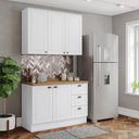 Cozinha Compacta 2 Peças 100% MDF com Balcão Pia e Tampo Cinza/Nature Americana Henn 913398