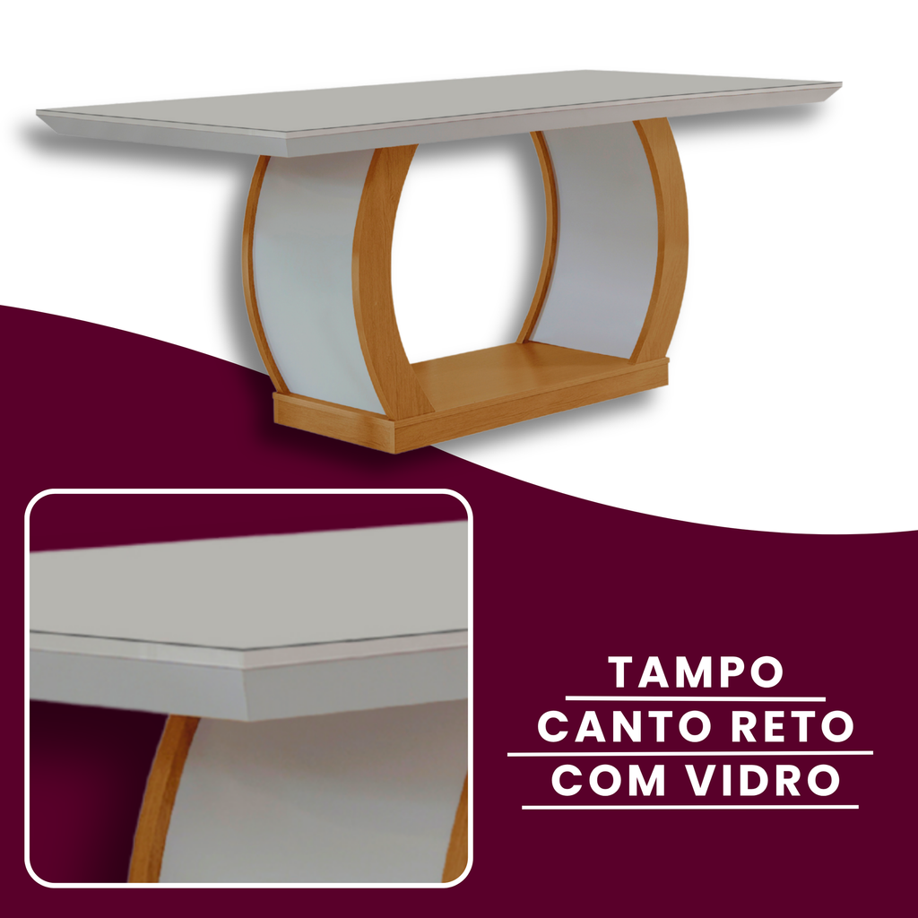 Conjunto Sala de Jantar Mesa Tampo de Vidro 6 Cadeiras Luanda Yescasa