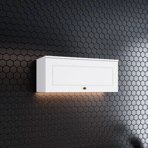 Armário Aéreo 1 Porta Basculante 80cm Emily Espresso Móveis Branco