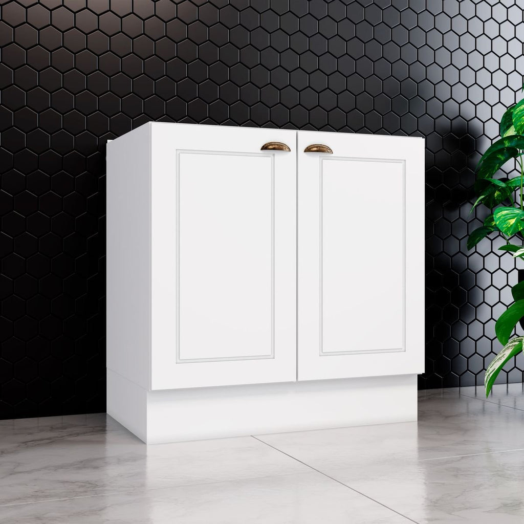 Balcão Cozinha 2 Portas 80cm sem Tampo Emily Espresso Móveis Branco HP