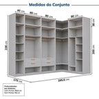 Guarda-Roupa Modulado de Canto 10 Peças 18 Portas Jade CabeCasa MadeiraMadeira