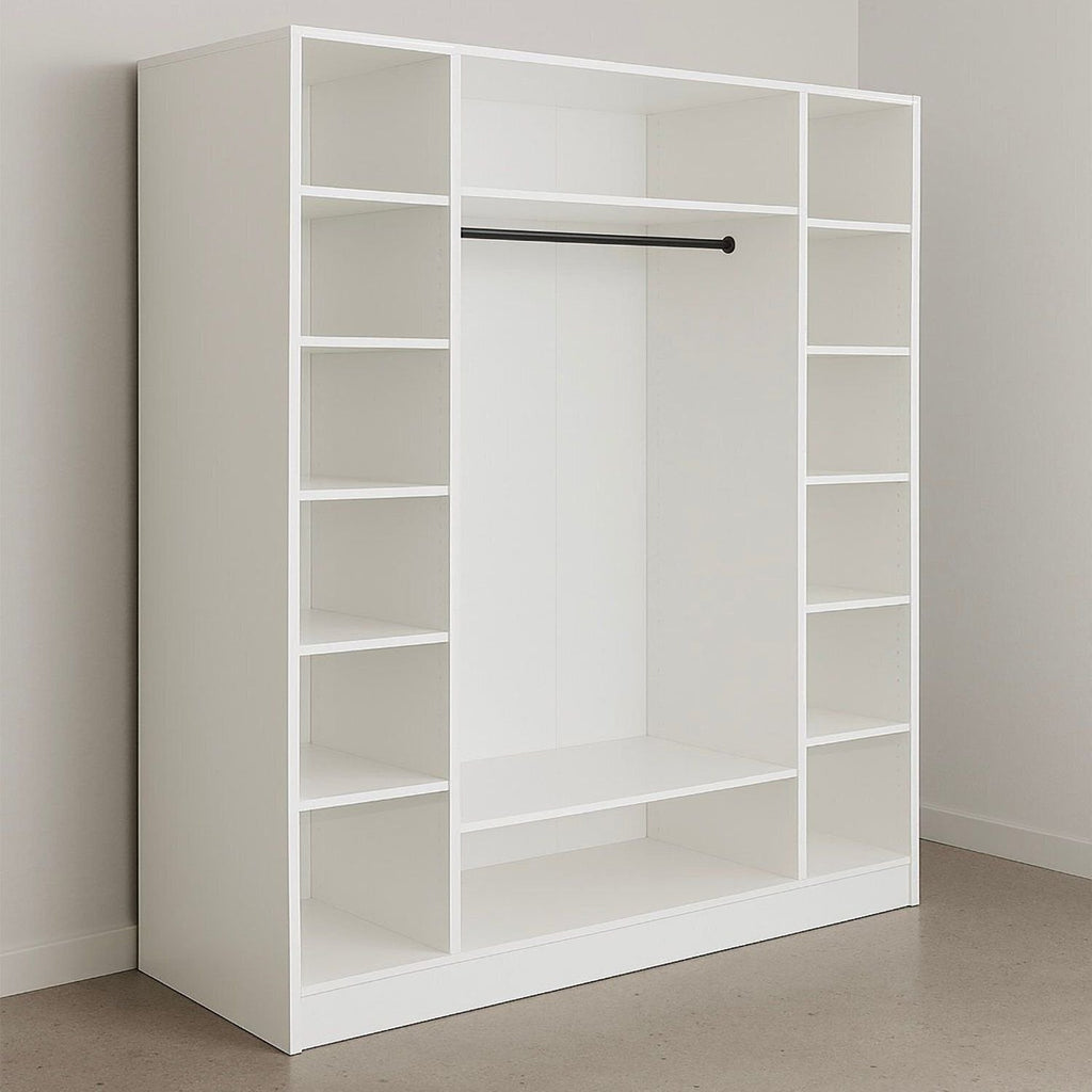 Armário Closet Modular 12 Prateleiras em Colméia e Arara Cabideiro Ana Branco