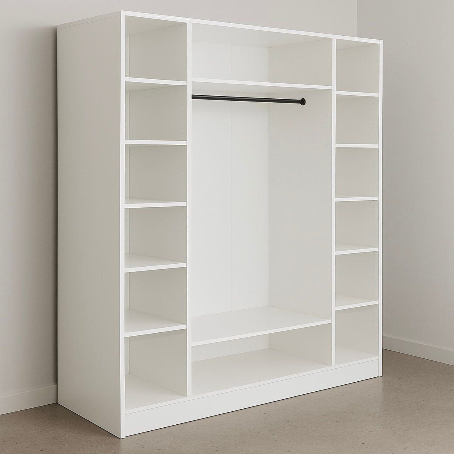 Armário Closet Modular 12 Prateleiras em Colméia e Arara Cabideiro Ana Branco