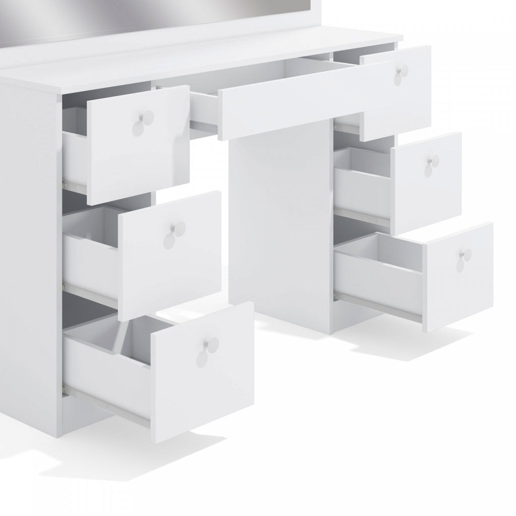 Penteadeira Espelhada 7 Gavetas 117,7cm x 142,5cm Ditália Móveis Branco