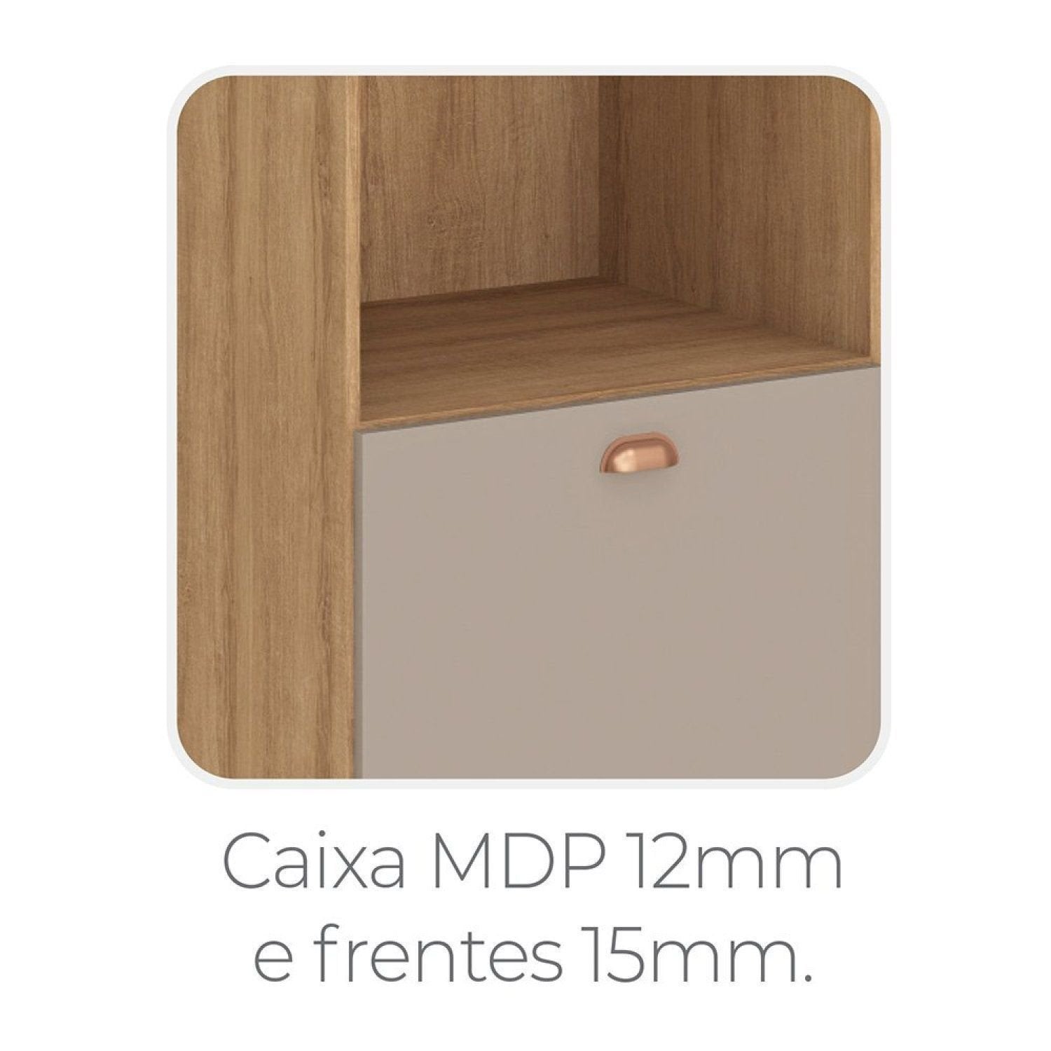 Cozinha Completa Modulada 6 Peças com Paneleiro Torre Quente e Balcão para Pia sem Tampo Marti Yescasa Mel/Fendi Cinza