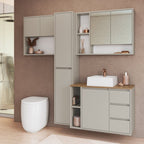 Conjunto para Banheiro Modulado 168cm com 4 Peças Gabinete Suspenso com Cuba Belagavi Art in Móveis Arenas