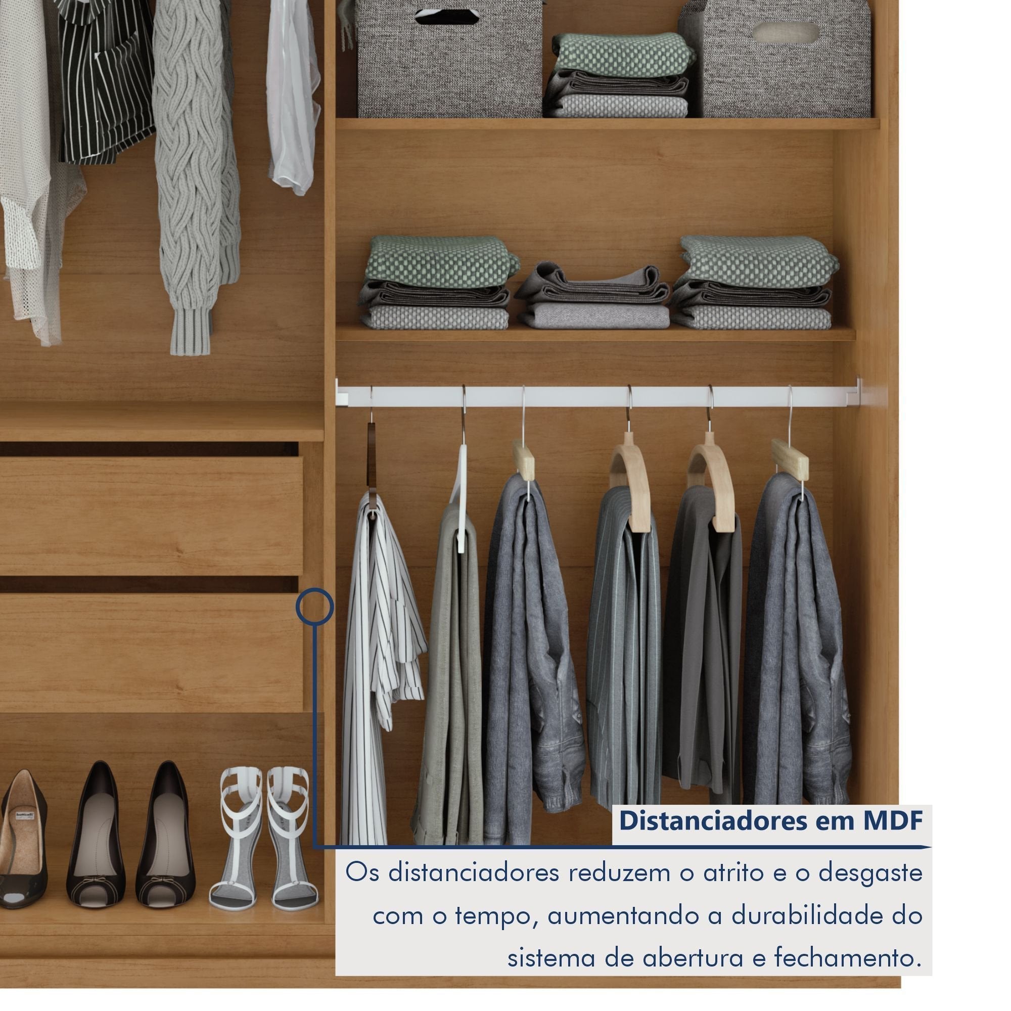Guarda-Roupa Solteiro 4 Portas 2 Gavetas Alonzo Móveis Lopas 100% MDF Marrom Amêndoa Clean/Branco