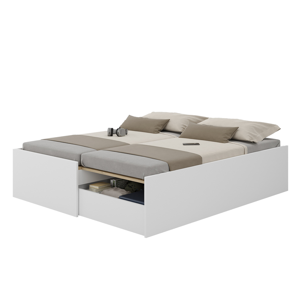 Cama Casal Retrátil com Gaveta Funcional Foscarini Branco
