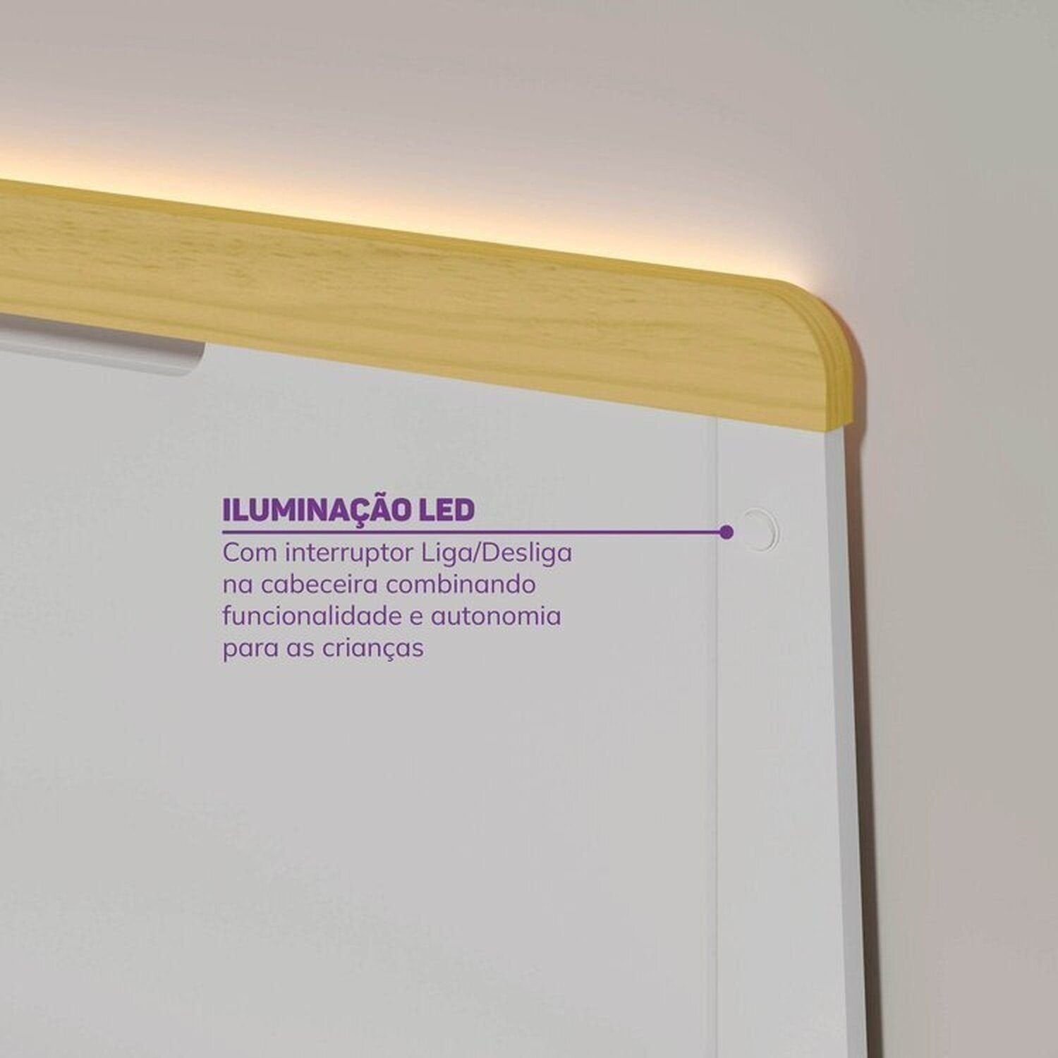 Quarto Completo com Guarda-Roupa Curió e Bicama Petit Casatema MadeiraOriginals Branco/Mel
