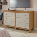 Cômoda para Quarto 6 Gavetas Estilo Clássico MDF Maggiore New 162cm Espresso Móveis Branco