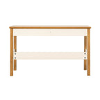 Escrivaninha Mesa Escritório Ananda 2 Gavetas 120cm MDF CabeCasa MadeiraOriginals Off-White e Mel Marrom