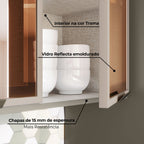 Armário Aéreo 3 Portas com Vidro Connect Henn Cinza 120cm