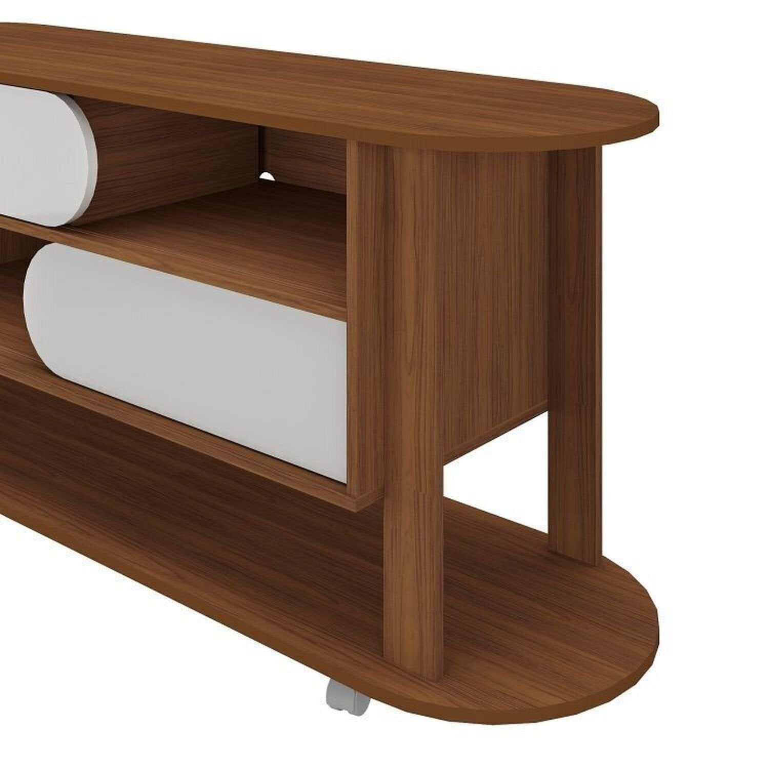 Kit Sala de Estar Rack Mesa Centro e Apoio Mundi Andes Espresso Móveis Cedro/Off White