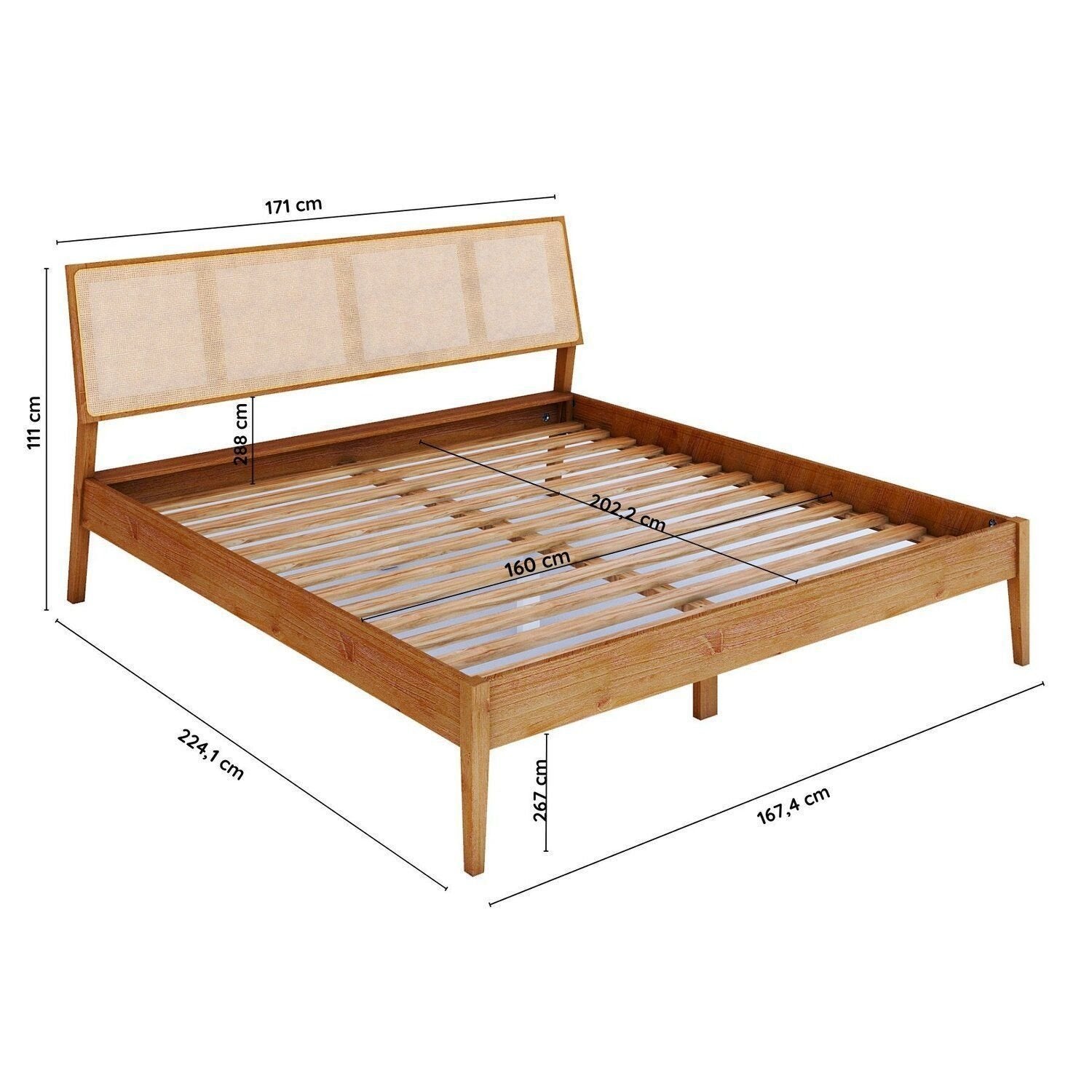 Cama Queen Madeira Maciça Viena Artemobili Marrom/Mel