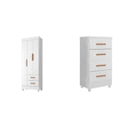 Quarto Bebê Infantil com Guarda-Roupa 3 Portas e 2 Gavetas com Cômoda 4 Gavetas Lite Infantil Móveis Leão Branco