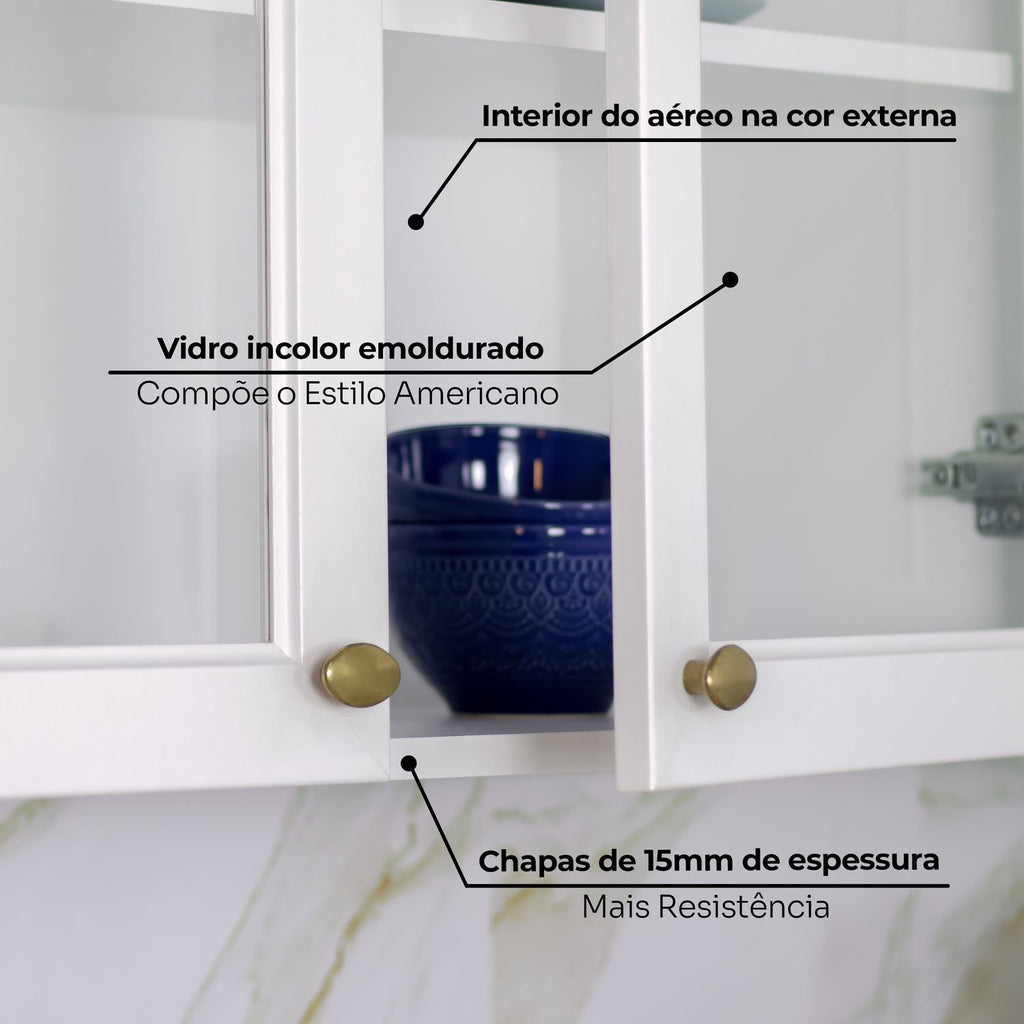 Cozinha Compacta Modulada Emily 5 Peças Espresso Móveis Branco