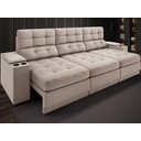 Sofá com Porta Copos e Carregador USB Eureka Velosuede Assento Retrátil e Reclinável NETSOFAS
