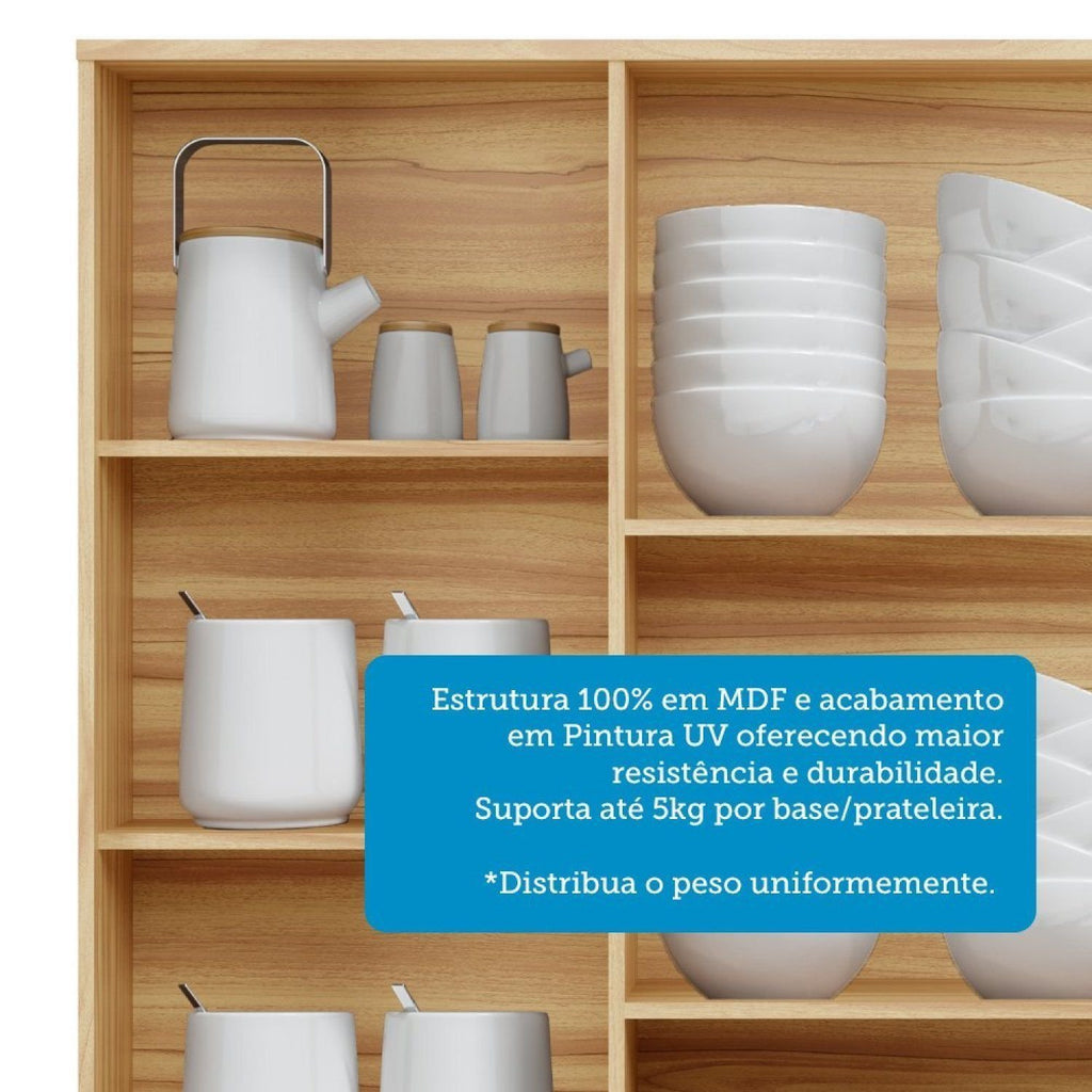 Armário Aéreo de Cozinha 120cm 3 Portas Vidro Reflecta Itália Espresso Móveis Bege/Amêndoa/Off White