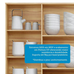 Armário Aéreo de Cozinha 120cm 3 Portas Vidro Reflecta Itália Espresso Móveis Bege/Amêndoa/Off White