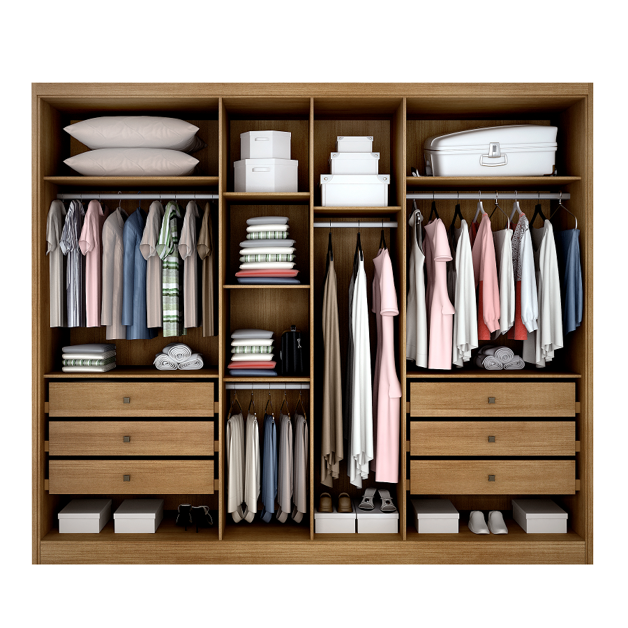Guarda-Roupa Casal 6 Portas 6 Gavetas Reno Novo Horizonte 100% MDF Marrom/Cumaru/Fendi