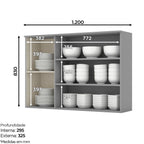 Armário Aéreo 3 Portas 120cm Emily Espresso Móveis Branco HP