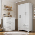 Quarto Infantil Completo Guarda-Roupa 4 Portas 2 Gavetas com Cômoda Amy Espresso Móveis