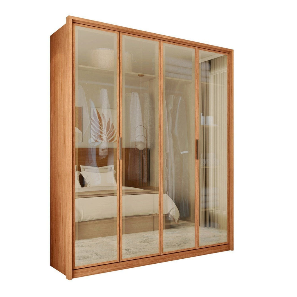Guarda-Roupa 4 Portas Reflecta 3 Gavetas 100% MDF Freijó New Reflex Caemmun