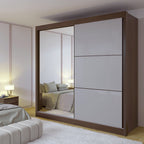 Guarda-Roupa Casal 2 Portas de Correr 6 Gavetas 100% MDF Coliseu D Doro Marrom/Castanho/Off White