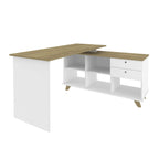 Escrivaninha Retrô em L Mesa Escritório e Home Office 2 Gavetas 5 Nichos 145cm Artany