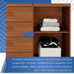 Cômoda para Quarto 1 Porta 6 Gavetas Jade Espresso Móveis Marrom/Cinamomo