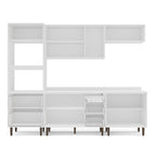 Cozinha Completa Pérola Yescasa 5 Peças Torre Quente Aéreo 3 Portas Balcão 2 Gavetas Basculante Cinza/Branco 270,2x219,4x52cm