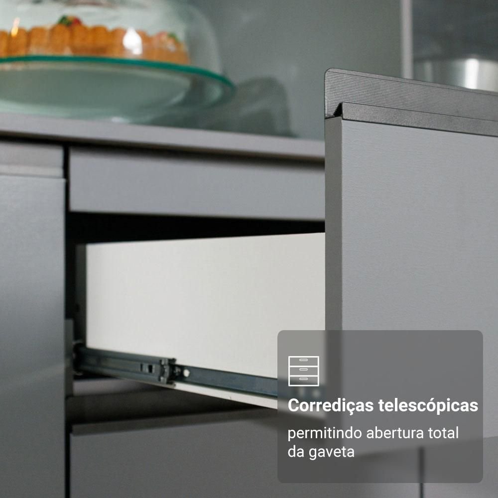 Armário de Cozinha Completa Suspenso 300cm Cinza Nimes Madesa 07