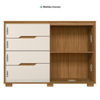 Cômoda Texas 4 Gavetas 2 Portas 147cm Moval Marrom/Freijó/Off White